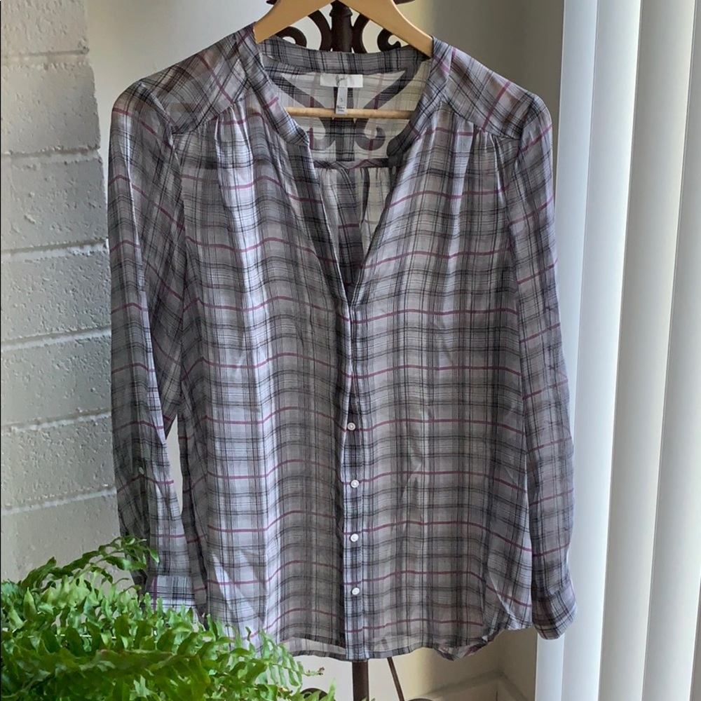 *SOLD* 100%-silk Joie Sheer Button-down